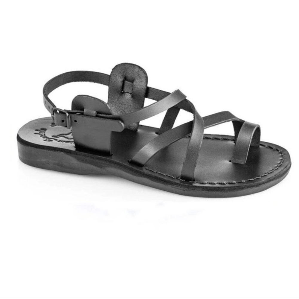 Gilo Black Camel Leather Strappy Sandals for men 46.